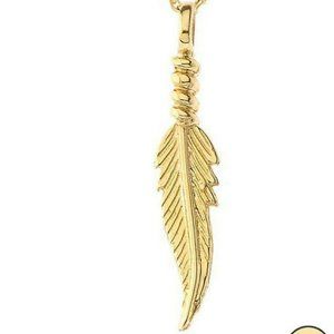 10k Yellow Solid Gold Feather Pendant Charm